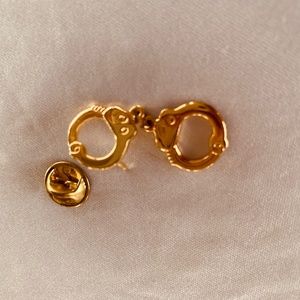 Hand Cuff Tie Tack, Lapel Pin or Hat Pin Police or Other Theme Gold Plated